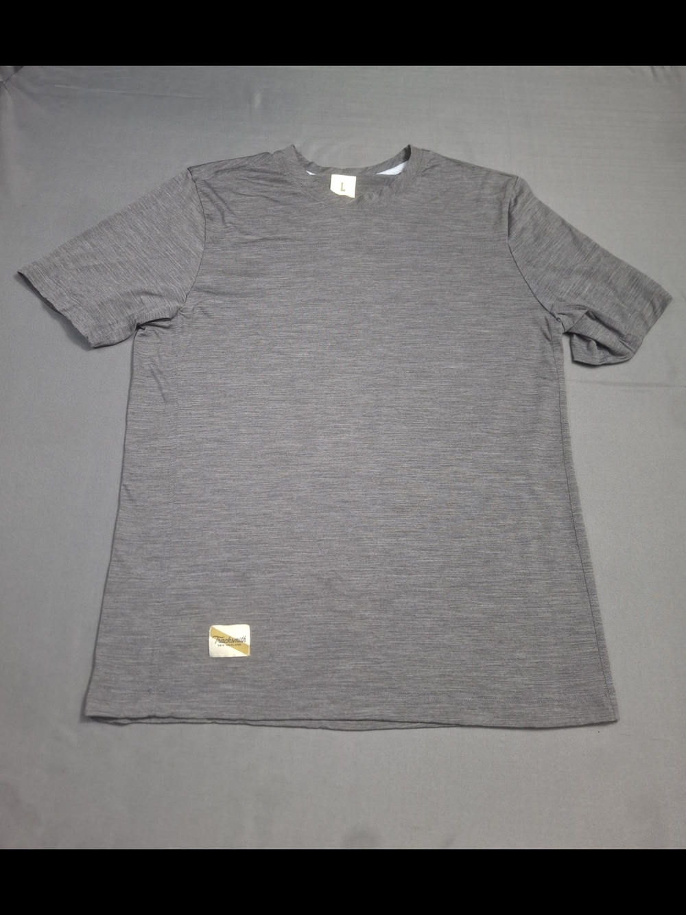 Tracksmith Harrier Running Shirt Mens Large L Gray Merino Wool Blend Training